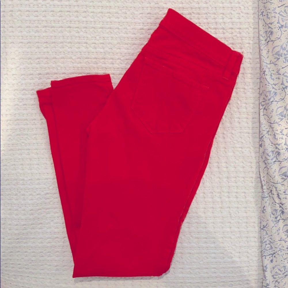 Red J. Crew Toothpick Jeans
